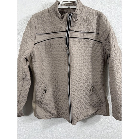 SAISKA Jackets & Blazers - SAISKA Jacket Womens‎ XL Beige Quilted Full Zip Outdoor Lined Polyester Coat